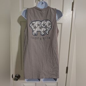 Ivory Ella Taupe Sleeveless Tank with Elephant Design